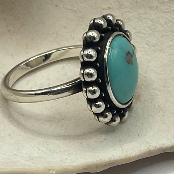 James Avery Retired Design Large Oval Turquoise Santorini Silver Ring - Picture 9 of 16